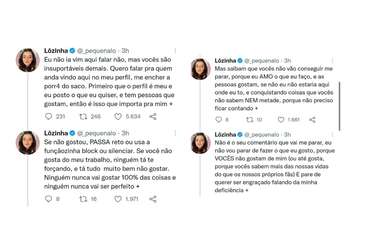 Tweets Lorrane - Reprodução Twitter