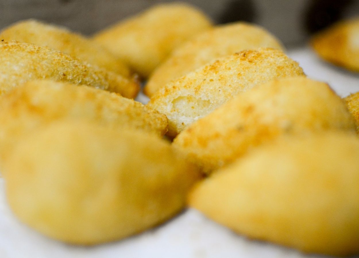 coxinha com purê de batata
