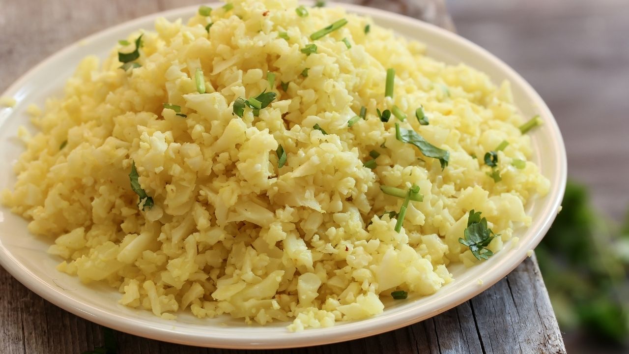 arroz de couve flor, low carb para almoço