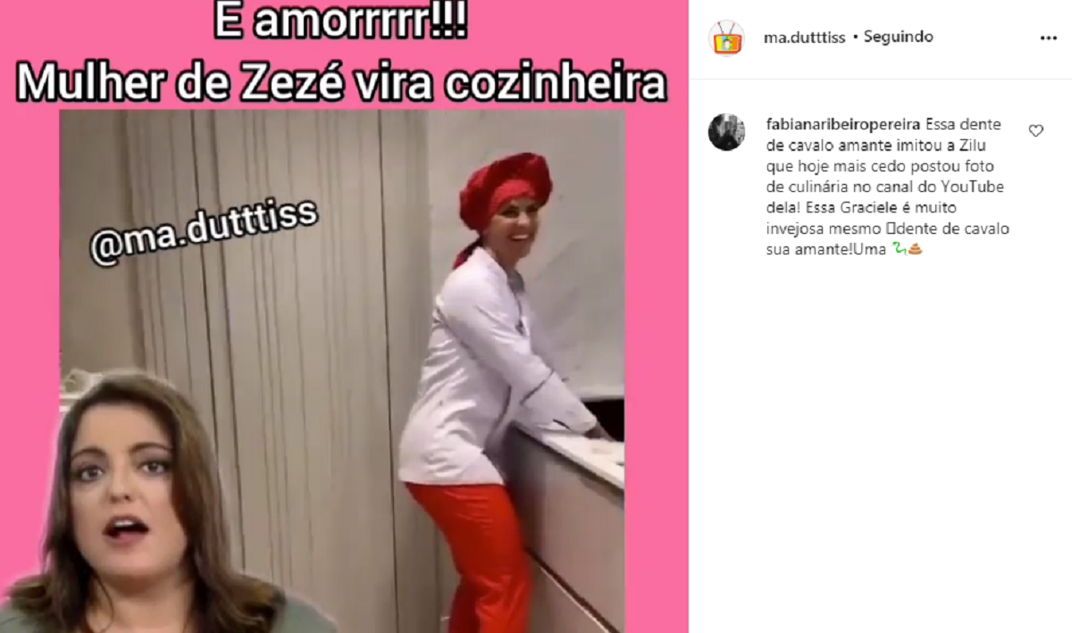 Imagem: Graciele Lacerda aparece cozinhando com Zezé di Camargo e é acusada de copiar a ex do sertanejo, Zilu Godoi (Reprodução/Instagram)