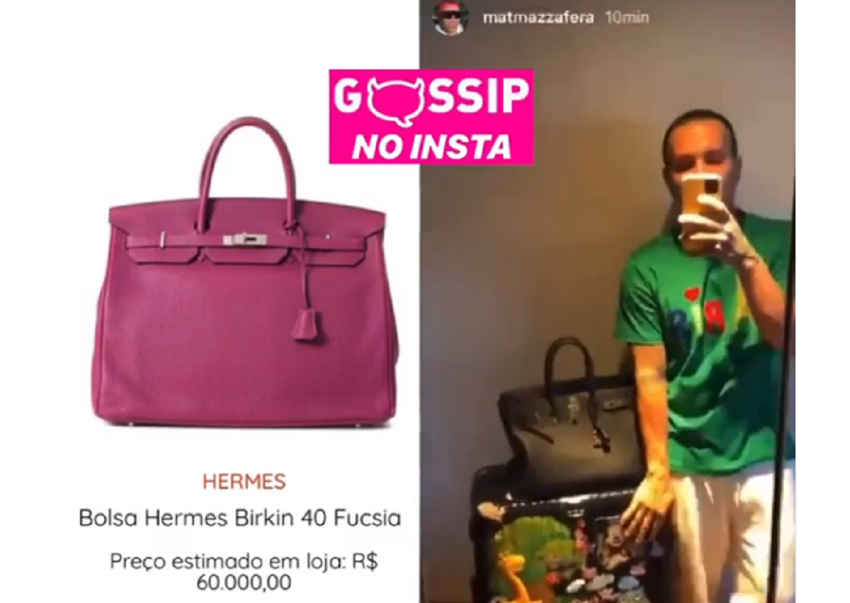 Imagem: Bolsa do YouTuber e apresentador Mathues Mazzafera avaliada em R$60 mil (Reprodução/Instagram)