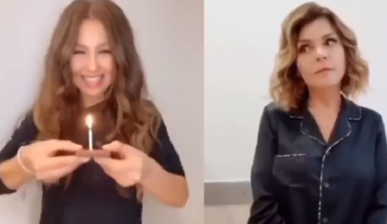 Imagem: Thalía e Itatí Cantoral reproduzindo o meme brasileiro da Maria Eduarda e Maria Antônia (Reprodução/Instagram)