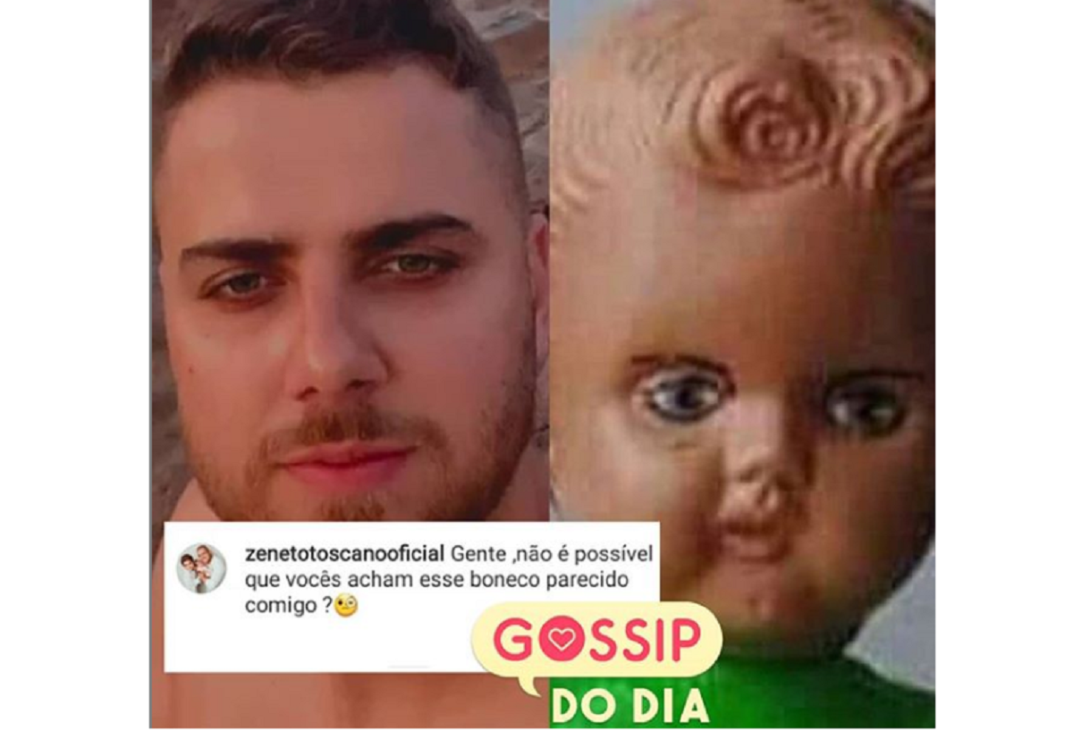 Ímagem: Cantor Zé Neto, da dupla Zé Neto e Cristiano, e boneco com quem ele está sendo comparado (Reprodução/Instagram)