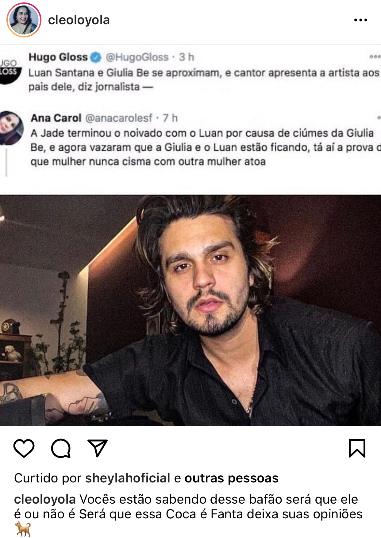 Cleo Loyola levanta rumor sobre sexualidade de Luan Santana (Foto: Reprodução/Instagram)
