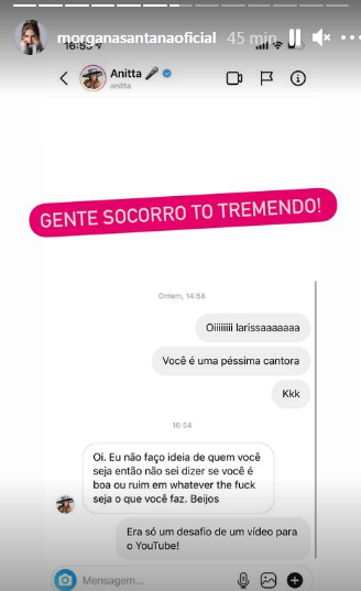 Anitta dá pisão em influencer que disse que ela é uma péssima cantora (Foto: Reprodução/Instagram)