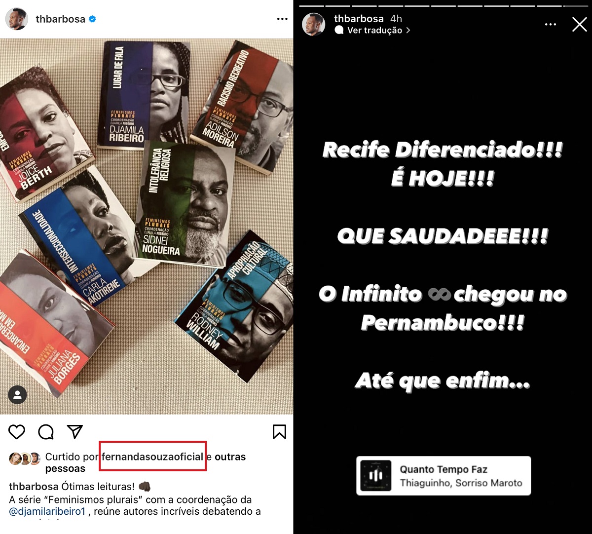 Fernanda Souza nota Thiaguinho e ele anuncia show (Foto: Reprodução/Instagram)