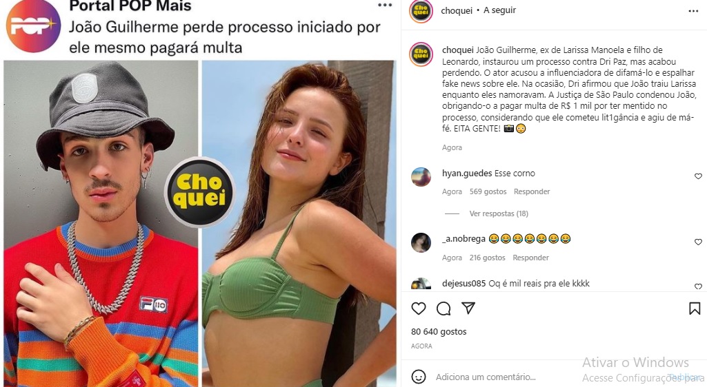 João Guilherme, Larissa / Reprodução Instagram