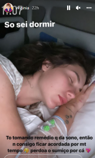 Virgínia toma remédio para dormir no hospital (fonte: Instagram)