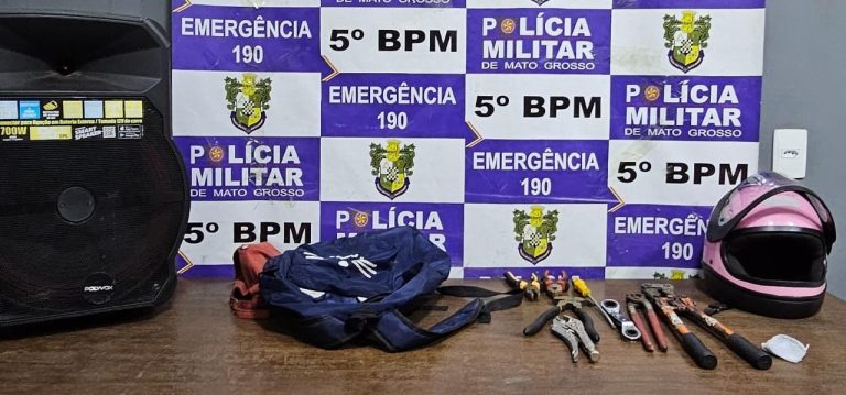 PM prende 5 em Rondonópolis após perseguição. Foto: PM-MT